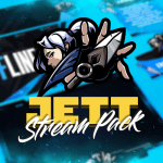 Valorant Jett temalı yayıncı tasarım paketi – Twitch ve Kick yayıncıları için enerjik ve oyun odaklı tasarım
