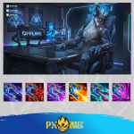 League of Legends Aurelion Sol Twitch ve Kick yayıncı paketi animasyonlu overlay ve panel tasarımı