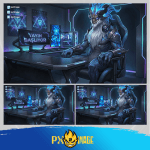 League of Legends Aurelion Sol Twitch ve Kick yayıncı paketi animasyonlu overlay ve panel tasarımı