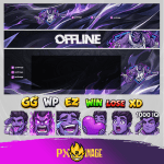 League of Legends Dr. Mundo Twitch ve Kick yayıncı paketi animasyonlu overlay ve panel tasarımı