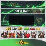 League of Legends Ekko Twitch ve Kick yayıncı paketi animasyonlu overlay ve panel tasarımı