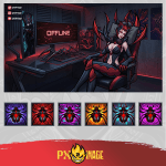 League of Legends Elise Twitch ve Kick yayıncı paketi animasyonlu overlay ve panel tasarımı