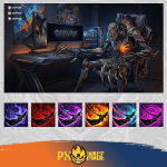 League of Legends Fiddlesticks Twitch ve Kick yayıncı paketi animasyonlu overlay ve panel tasarımı