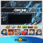 League of Legends Garen Twitch ve Kick yayıncı paketi animasyonlu overlay ve panel tasarımı