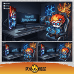 League of Legends Heimerdinger Twitch ve Kick yayıncı paketi animasyonlu overlay ve panel tasarımı