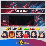 League of Legends Irelia Twitch ve Kick yayıncı paketi animasyonlu overlay ve panel tasarımı