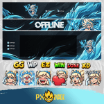 League of Legends Janna Twitch ve Kick yayıncı paketi animasyonlu overlay ve panel tasarımı