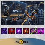 League of Legends Jax Twitch ve Kick yayıncı paketi animasyonlu overlay ve panel tasarımı