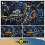 League of Legends Jax Twitch ve Kick yayıncı paketi animasyonlu overlay ve panel tasarımı