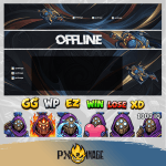 League of Legends Jax Twitch ve Kick yayıncı paketi animasyonlu overlay ve panel tasarımı