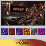 League of Legends Jhin Twitch ve Kick yayıncı paketi animasyonlu overlay ve panel tasarımı