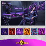 League of Legends Kai'Sa Twitch ve Kick yayıncı paketi animasyonlu overlay ve panel tasarımı