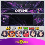 League of Legends Kai'Sa Twitch ve Kick yayıncı paketi animasyonlu overlay ve panel tasarımı