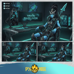 League of Legends Kalista Twitch ve Kick yayıncı paketi animasyonlu overlay ve panel tasarımı