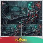League of Legends Karthus Twitch ve Kick yayıncı paketi animasyonlu overlay ve panel tasarımı