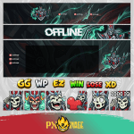 League of Legends Karthus Twitch ve Kick yayıncı paketi animasyonlu overlay ve panel tasarımı