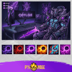 League of Legends Kassadin Twitch ve Kick yayıncı paketi animasyonlu overlay ve panel tasarımı