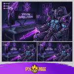 League of Legends Kassadin Twitch ve Kick yayıncı paketi animasyonlu overlay ve panel tasarımı