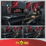League of Legends Katarina Twitch ve Kick yayıncı paketi animasyonlu overlay ve panel tasarımı