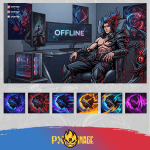 League of Legends Kayn Twitch ve Kick yayıncı paketi animasyonlu overlay ve panel tasarımı