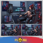 League of Legends Kayn Twitch ve Kick yayıncı paketi animasyonlu overlay ve panel tasarımı