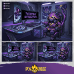 League of Legends Kennen Twitch ve Kick yayıncı paketi animasyonlu overlay ve panel tasarımı