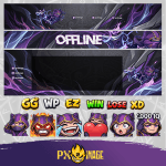 League of Legends Kennen Twitch ve Kick yayıncı paketi animasyonlu overlay ve panel tasarımı