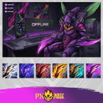 League of Legends Kha'Zix Twitch ve Kick yayıncı paketi animasyonlu overlay ve panel tasarımı