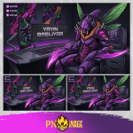 League of Legends Kha'Zix Twitch ve Kick yayıncı paketi animasyonlu overlay ve panel tasarımı