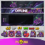 League of Legends Kha'Zix Twitch ve Kick yayıncı paketi animasyonlu overlay ve panel tasarımı