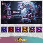 League of Legends Kindred Twitch ve Kick yayıncı paketi animasyonlu overlay ve panel tasarımı