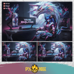 League of Legends Kindred Twitch ve Kick yayıncı paketi animasyonlu overlay ve panel tasarımı