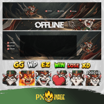 League of Legends Kled Twitch ve Kick yayıncı paketi animasyonlu overlay ve panel tasarımı