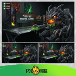 League of Legends Kog'Maw Twitch ve Kick yayıncı paketi animasyonlu overlay ve panel tasarımı