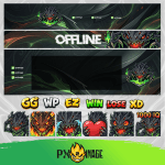 League of Legends Kog'Maw Twitch ve Kick yayıncı paketi animasyonlu overlay ve panel tasarımı