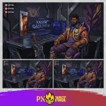 League of Legends K'Sante Twitch ve Kick yayıncı paketi animasyonlu overlay ve panel tasarımı